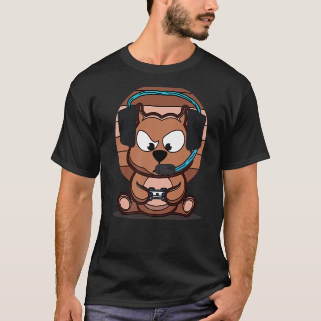 Cute Gamer Dog Gaming Pitbull Puppy Video Gamer Do T-Shirt (Front)
