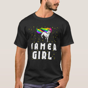 Cute Gamer Girl Galaxy Rainbow Unicorn Video Game T-Shirt
