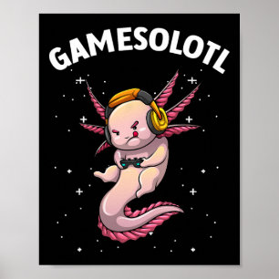 Cute Gaming Art For Men Women Kids Video Game Axol Poster