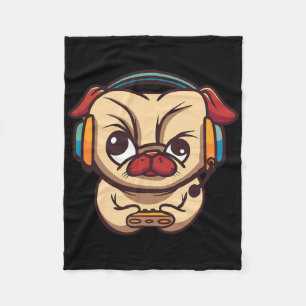 Cute Gaming Dog Video Game Pc Computer Video Game  Fleece Blanket