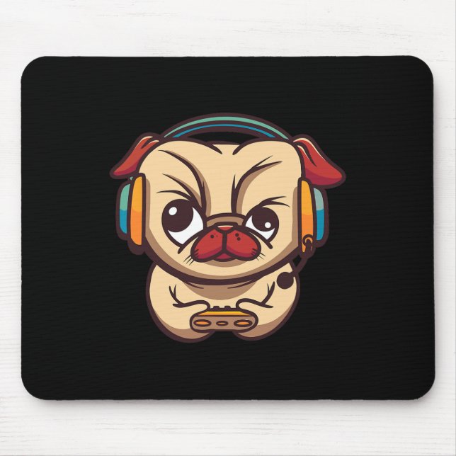 Cute Gaming Dog Video Game Pc Computer Video Game  Mouse Pad (Front)