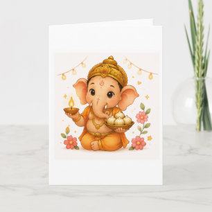 Cute Ganesha Diya Modak Ganesh Chaturthi Card