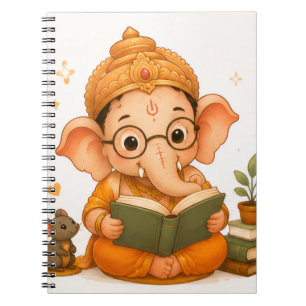 Cute Ganesha Reading Book Ganesh Chaturthi