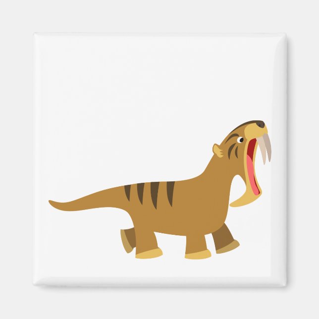Cute Gaping Mouth Cartoon Thylacosmilus Magnet (Front)