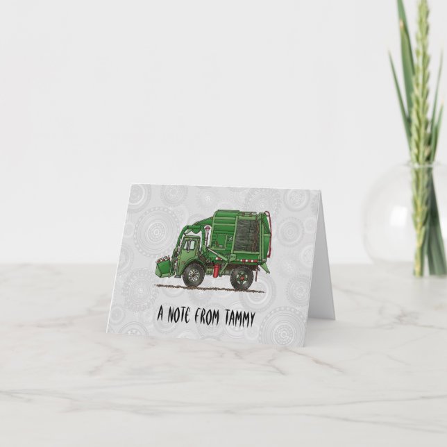 Cute Garbage Truck Trash Truck Card (Front)