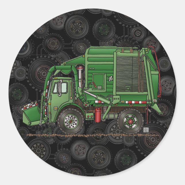 Cute Garbage Truck Trash Truck Classic Round Sticker (Front)