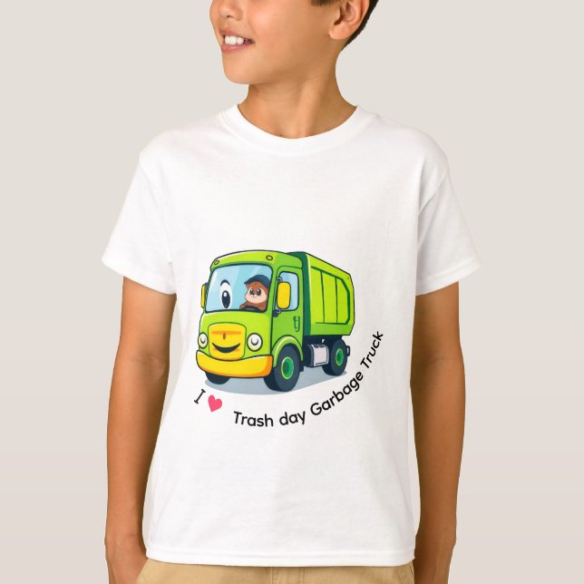 Cute Garbage Truck Trash Truck T-Shirt (Front)