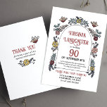 Cute Garden 90th Shower by Mail Birthday  Invitation<br><div class="desc">Celebrate a milestone as precious as the passing years by asking friends and family to join in a shower by mail birthday card request! A wonderful birthday idea for those that can't celebrate with a party, this custom, elegant card shower announcement features cute birds and flowers, a symbol of life's...</div>