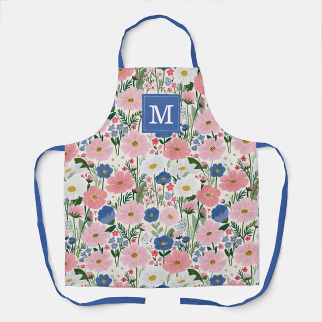 Cute Garden Flowers Kitchen Apron (Front)