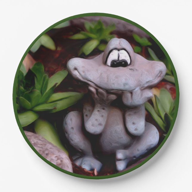 Cute Garden Frog Nature Art Party   Paper Plate (Front)