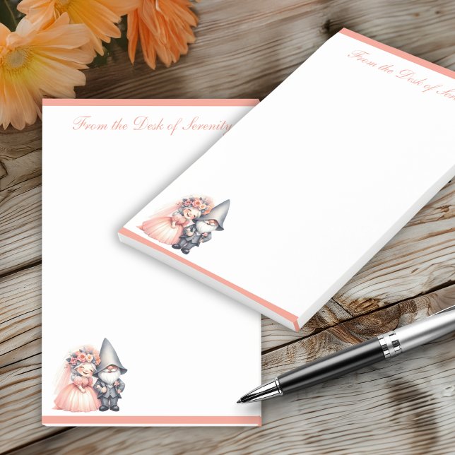 Cute Garden Gnome Fairytale Bride Groom Wedding Post-it Notes (Creator Uploaded)
