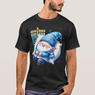 Cute Garden Gnome Jewish Hanukkah Sleeping T-Shirt