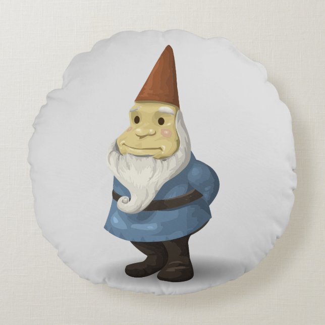 CUTE GARDEN GNOME ROUND PILLOW (Front)