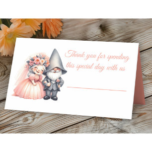 Cute Garden Gnome Rustic Orange Summer Wedding Place Card
