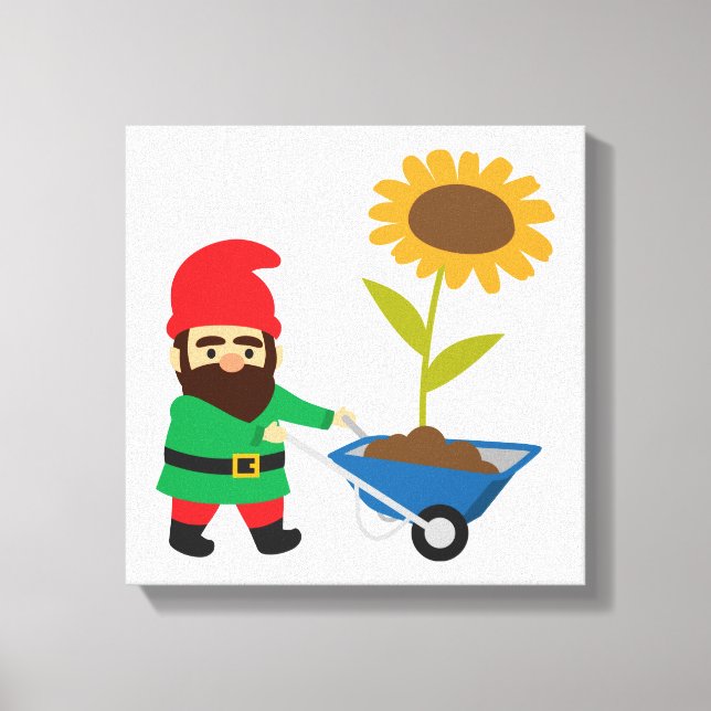 Cute garden gnomes fun canvas print (Front)