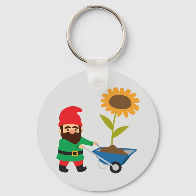 Cute garden gnomes fun keychain (Front)