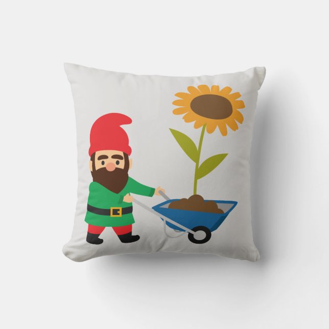 Cute garden gnomes fun throw pillow (Front)