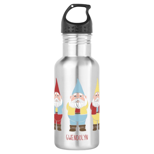 Cute Garden Gnomes Personalized 532 Ml Water Bottle (Front)