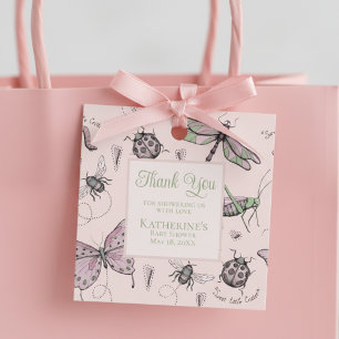 Cute Garden Insect Pink Thank You Favour Tags