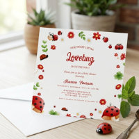 Cute Garden little ladybug baby shower Invitation