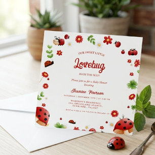 Cute Garden little ladybug baby shower Invitation