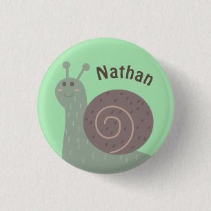 Cute Garden Snail Personalised Kids 1 Inch Round Button