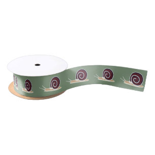 Cute Garden Snails Satin Ribbon