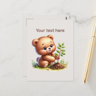 Cute Gardening bear customizable Postcard