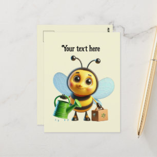 Cute gardening bee lovers customizable postcard