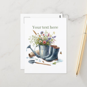 Cute gardening lovers customizable postcard