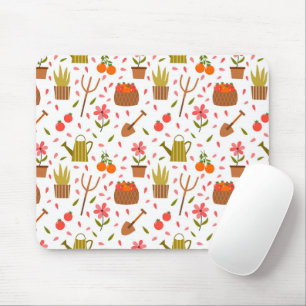 Cute Gardening Tools and Plants Seamless Pattern Mouse Pad