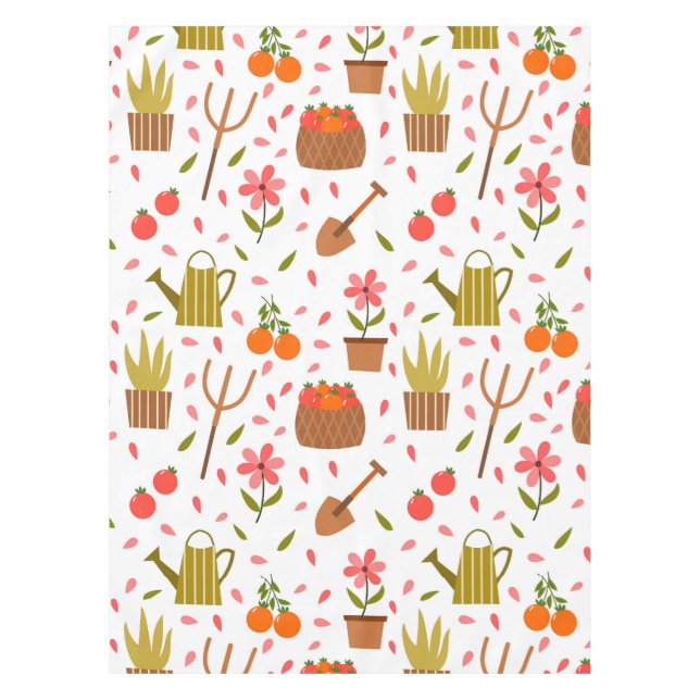 Cute Gardening Tools and Plants Seamless Pattern Tablecloth (Front)