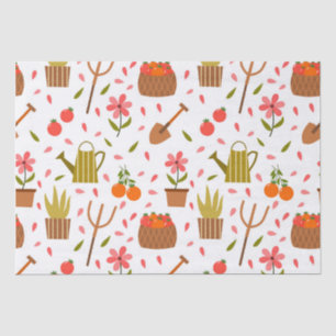 Cute Gardening Tools and Plants Seamless Pattern Tissue Paper