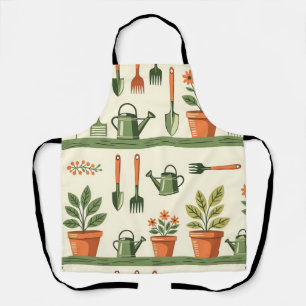 Cute Gardening Tools Floral Pattern Cozy Apron