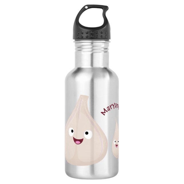 Cute garlic cartoon vegetable illustration 532 ml water bottle (Front)