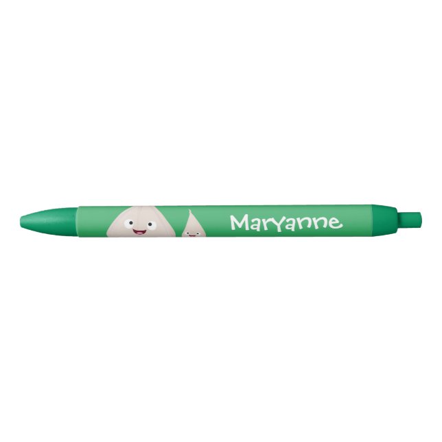 Cute garlic cartoon vegetable illustration black ink pen (Front)