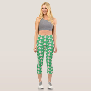 Cute garlic cartoon vegetable illustration capri leggings