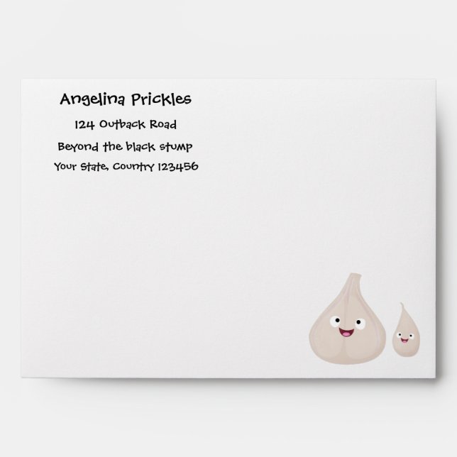 Cute garlic cartoon vegetable illustration envelope (Front)