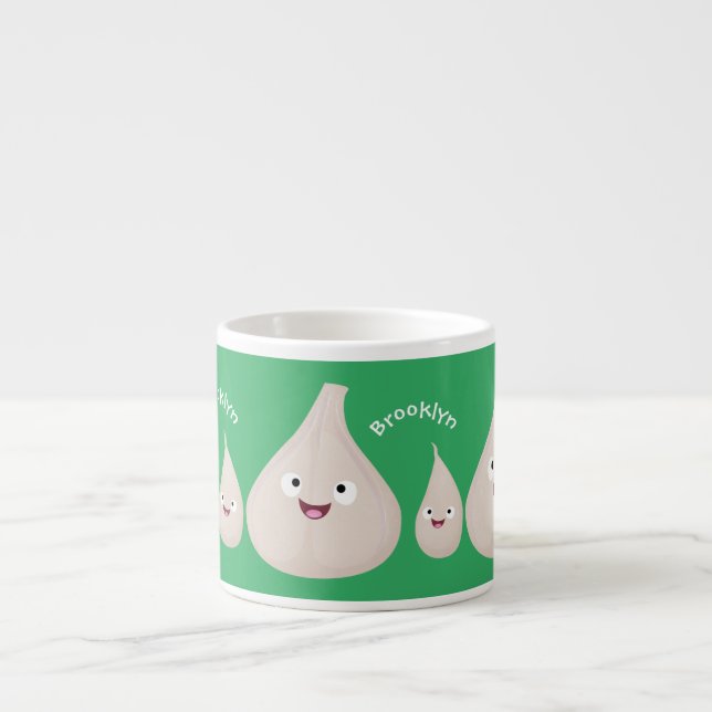 Cute garlic cartoon vegetable illustration espresso cup (Front)