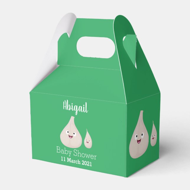 Cute garlic cartoon vegetable illustration favor box (Front Side)