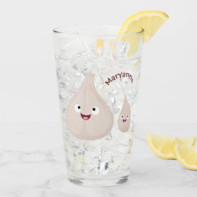 Cute garlic cartoon vegetable illustration glass (Back Ice)