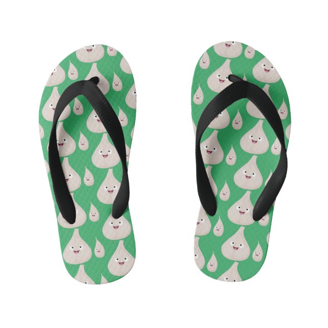 Cute garlic cartoon vegetable illustration kid's flip flops (Footbed)