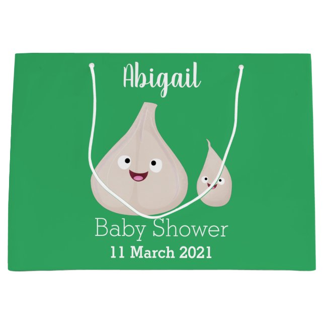 Cute garlic cartoon vegetable illustration large gift bag (Front)