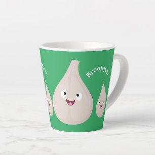 Cute garlic cartoon vegetable illustration latte mug