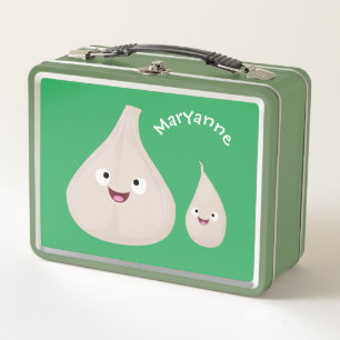 Cute garlic cartoon vegetable illustration metal lunch box