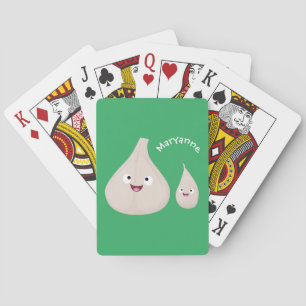 Cute garlic cartoon vegetable illustration playing cards