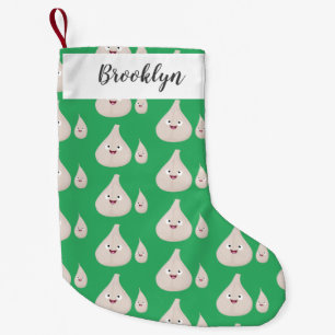 Cute garlic cartoon vegetable illustration small christmas stocking
