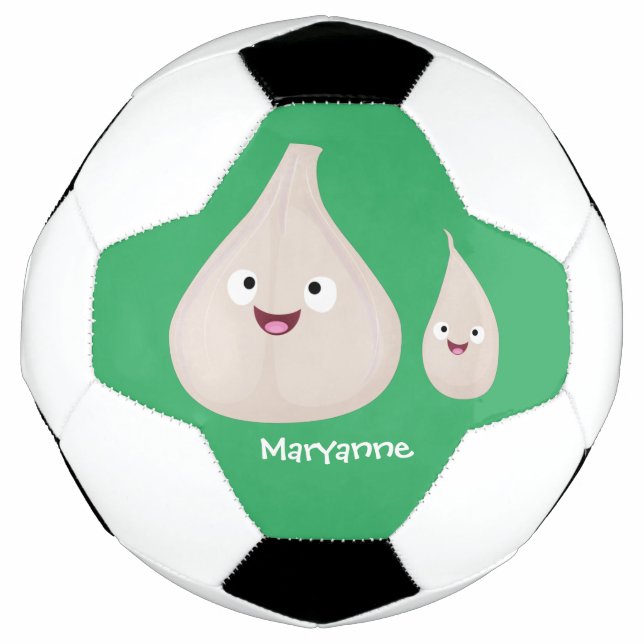 Cute garlic cartoon vegetable illustration soccer ball (Front)