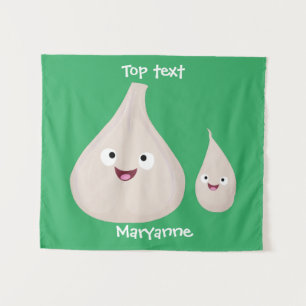 Cute garlic cartoon vegetable illustration  tapestry