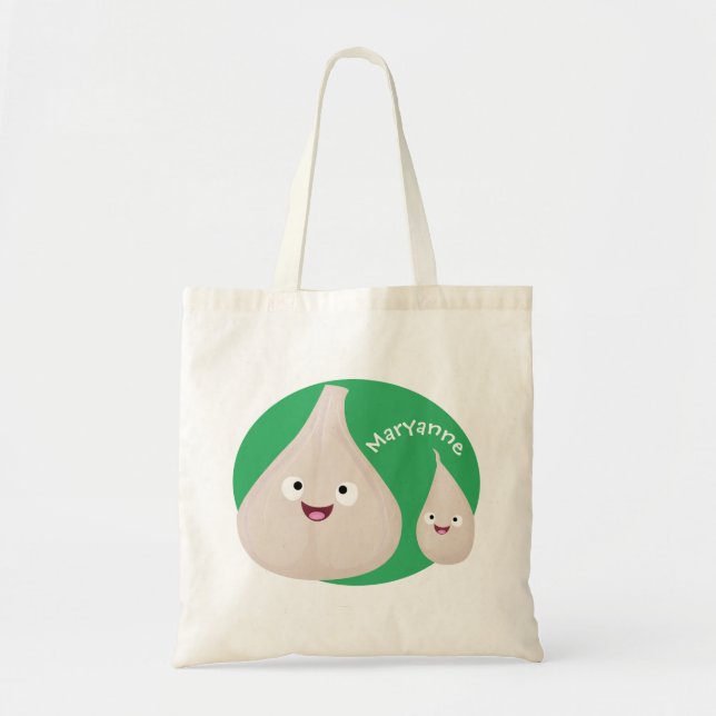 Cute garlic cartoon vegetable illustration tote bag (Front)